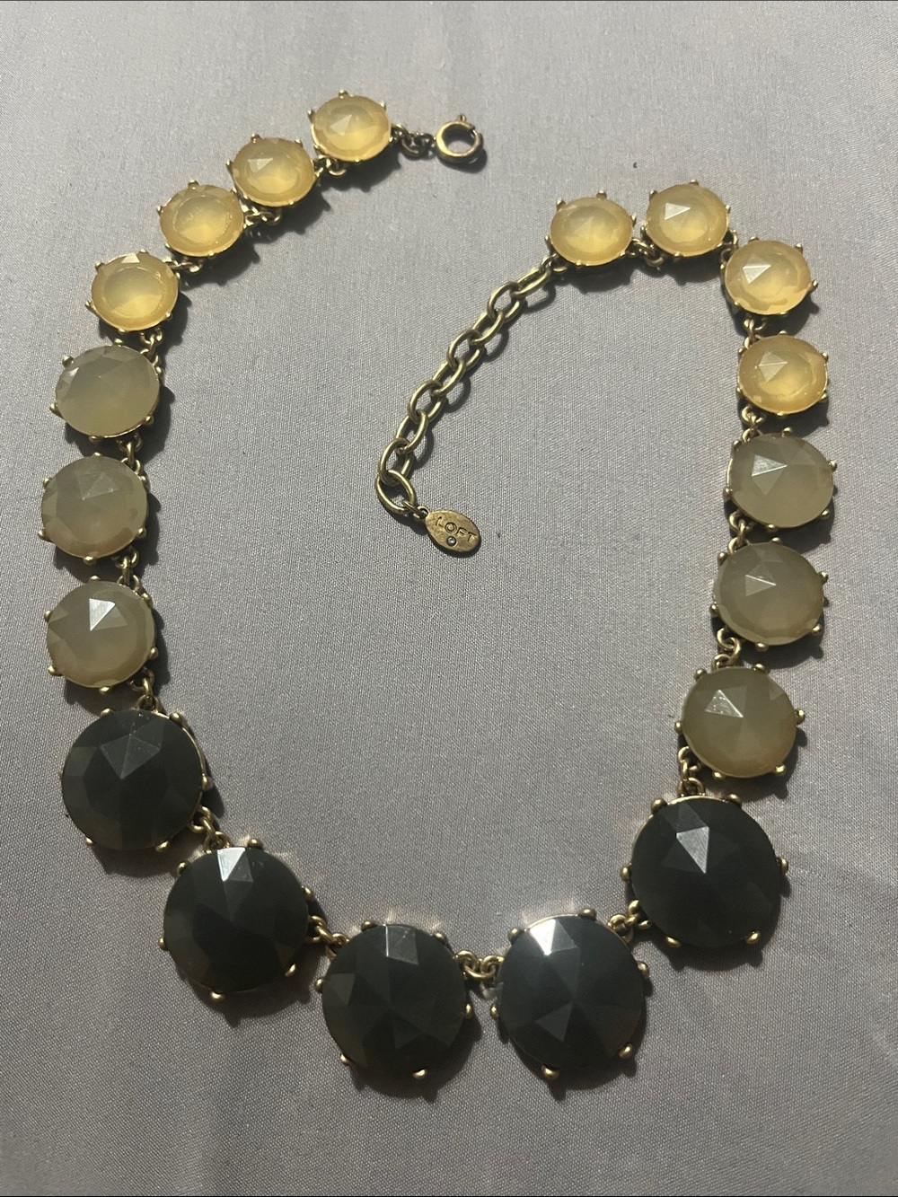 LOFT Gold-Tone Necklace with Gray and Pale Yellow Faceted Stones